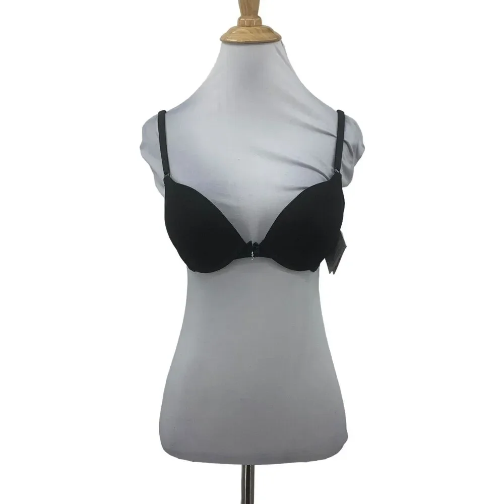 Smart & Sexy Bra Womens 32B Black Lace Maximum Cleavage Push Up Adjustable Strap